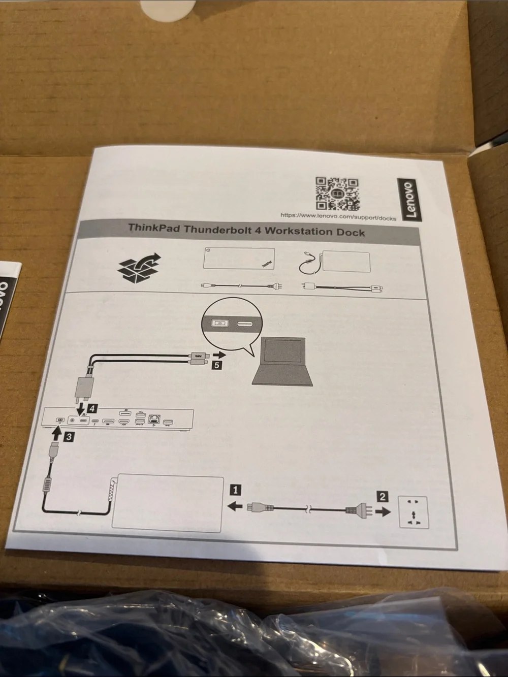 Lenovo Black Docking Station Kit with Power Adapter and Cables